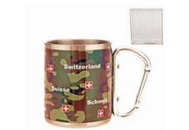 Metall-Mugbecher m/Karabinerhaken "Army"