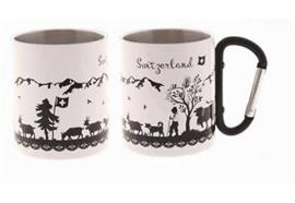 Metall-Mugbecher m/Karabinerhaken Scherenschnitt