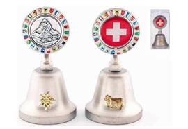 Metall-Tischglocke 9 cm, titanfarbig mit Reliefans