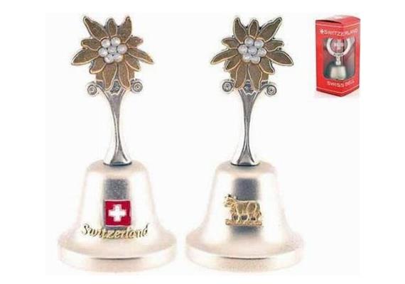 Metall-Tischglocke 9cm mit Strass-Edelweiss
