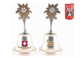 Metall-Tischglocke 9cm mit Strass-Edelweiss