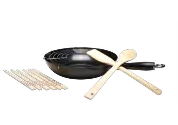 Metallwok mit Griff und Zubehör Metallwok mit Griff und Zubehör