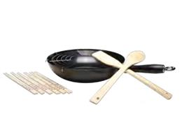 Metallwok mit Griff und Zubehör