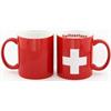 Mugbecher, Porzellan rot mit CH-Kreuz & Schrift Sw