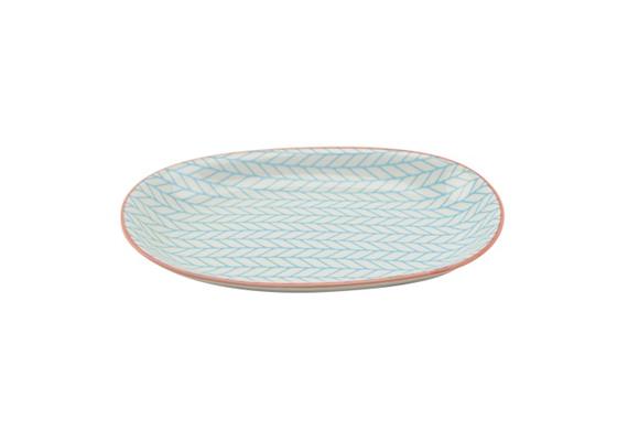 Ovale Platte blau L23.5cm Rand rot