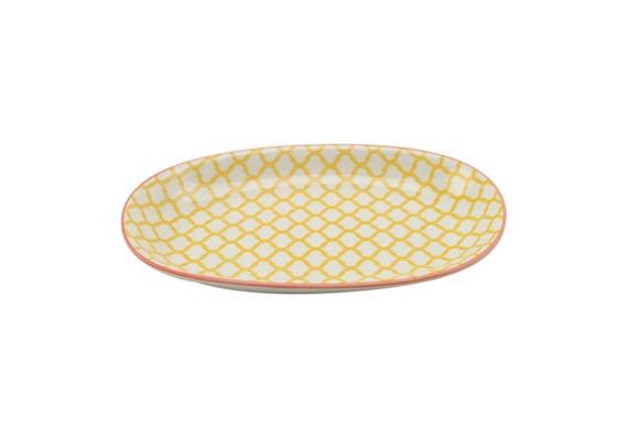Ovale Platte gelb L23.5cm Rand rot Ovale Platte gelb L23.5cm Rand rot