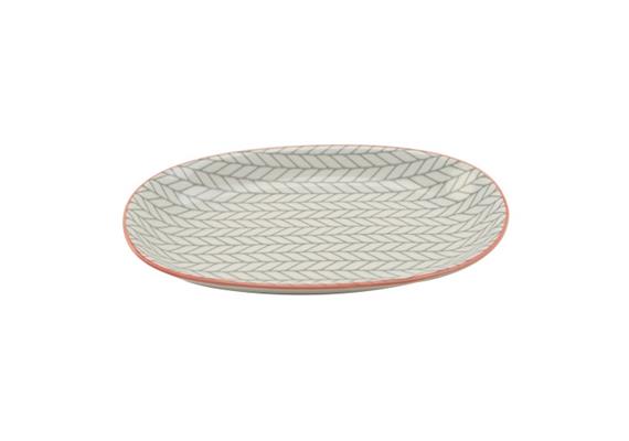 Ovale Platte grau L23.5cm Rand rot Ovale Platte grau L23.5cm Rand rot