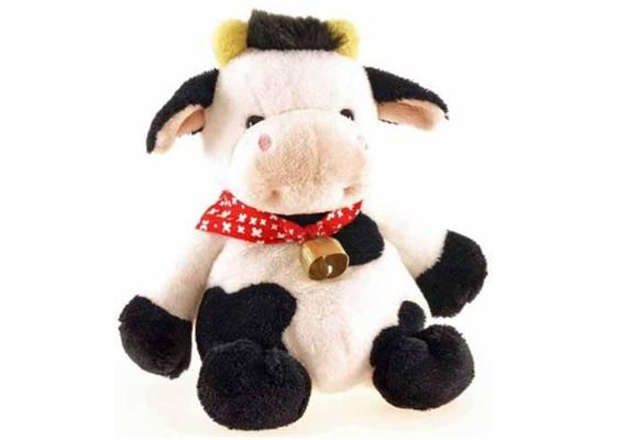 Plüsch-Kuh schwarz-weiss 21 cm mit CH-Halstuch rot Plüsch-Kuh schwarz-weiss 21 cm mit CH-Halstuch rot