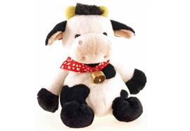 Plüsch-Kuh schwarz-weiss 21 cm mit CH-Halstuch rot