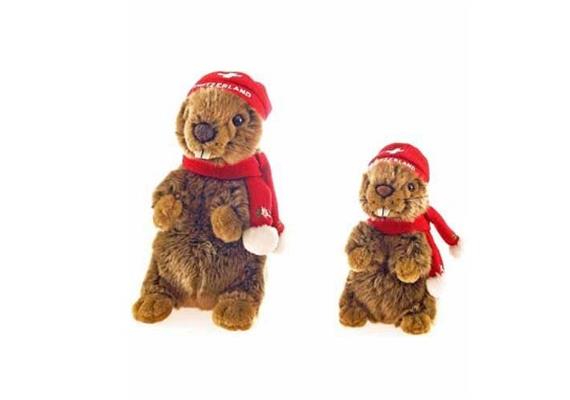 Plüschmurmeltier 20 cm mit Jodel,Mütze & Schal Plüschmurmeltier 20 cm mit Jodel,Mütze & Schal