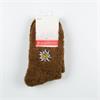 Plüscksocken braun mit Stickerei Edelweiss
