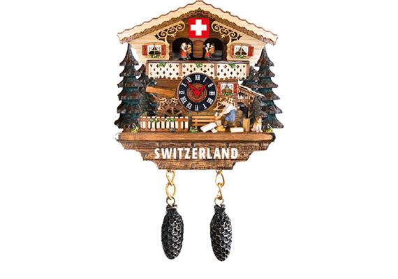 Polymagnet Schweiz Uhr mit Holzhacker