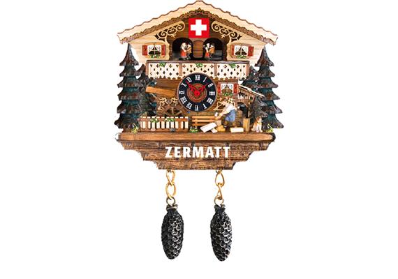 Polymagnet Schweiz Zermatt Uhr mit Holzhacker
