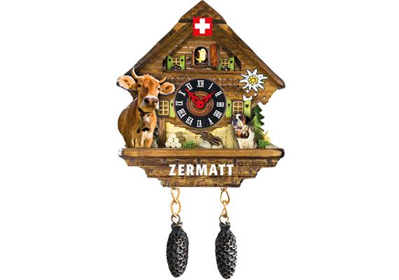 Polymagnet Schweiz Zermatt Uhr mit Kuh und Hund