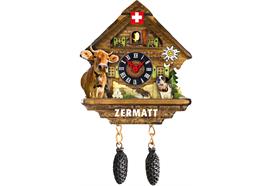 Polymagnet Schweiz Zermatt Uhr mit Kuh und Hund