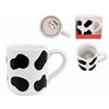 Porz.- Mugbecher mit Kuh innen, schwarz/weiss,