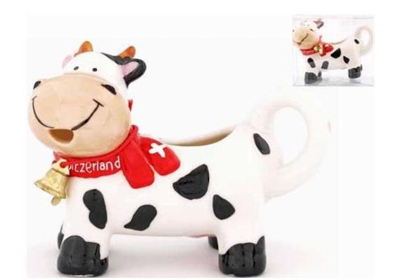 Porzellan-Rahmkuh mit Glocke schwarz-weiss Porzellan-Rahmkuh mit Glocke schwarz-weiss