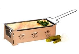Raclette mit Rechaudkerzen "Edelweiss", Kupfer.