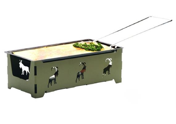 Raclette mit Rechaudkerzen Steinbock grün