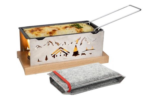 Raclette mit Rechaudkerzen und Etui "Bergdorf"