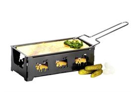 Ralcette mit Rechaudkerze Kuhdekor schwarz