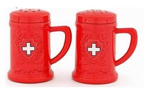 Salz & Pfeffer-Set Metall rit m/CH-Wappen Salz & Pfeffer-Set Metall rit m/CH-Wappen