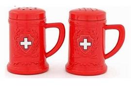 Salz & Pfeffer-Set Metall rit m/CH-Wappen