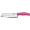 Santokumesser,mit Kullenschliff, 17cm , pink,Blis