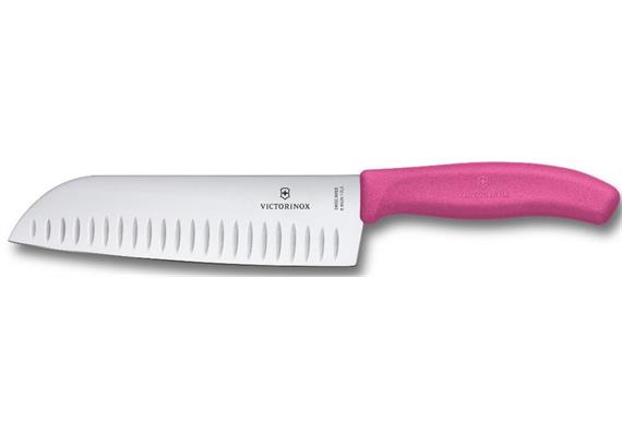 Santokumesser,mit Kullenschliff, 17cm , pink,Blis