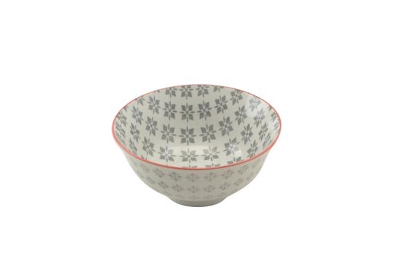 Schale grau 15.5cm Rand rot