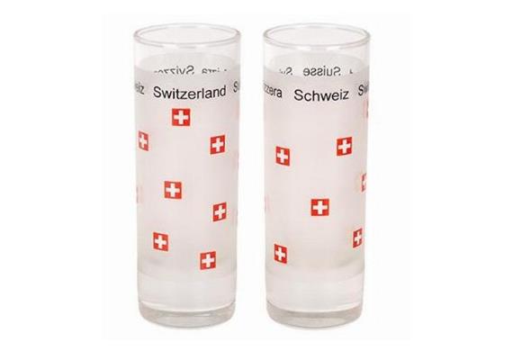 Schnaps-Glas, sat. m. Streudruck CH-KR Switzerland