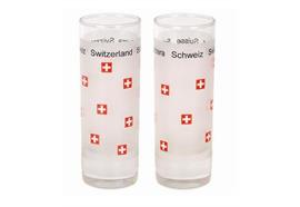 Schnaps-Glas, sat. m. Streudruck CH-KR Switzerland