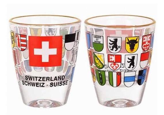 Schnapsglas, CH-Wappen/Kreuz