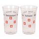Schnapsglas, satiniert mit Streudruck CH-Kreuze &
