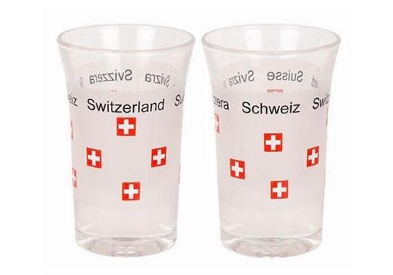 Schnapsglas, satiniert mit Streudruck CH-Kreuze &