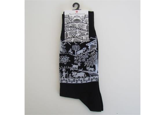 Socken schwarz Alpaufzug breit 40-46 Socken schwarz Alpaufzug breit 40-46