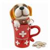 Sparkasse Tasse rot mit Bernhardiner drin 8x17cm