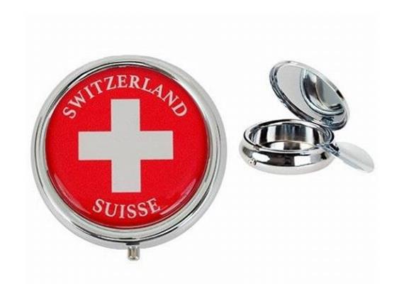 SR Reise-Aschenbecher Metall mit CH Kreuz