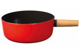 Stöckli Emotion Käsefonduecaquelon mit Holzgriff 21 cm rot/schwarz