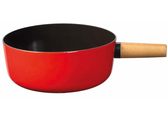 Stöckli Emotion Käsefonduecaquelon mit Holzgriff 23 cm rot/schwarz