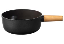 Stöckli Emotion Käsefonduecaquelon mit Holzgriff 23 cm schwarz
