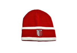 Strickmütze rot weiss mit Wappen