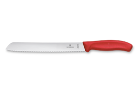 Swiss Classic, Brotmesser, 21cm, wellen, rot, blister