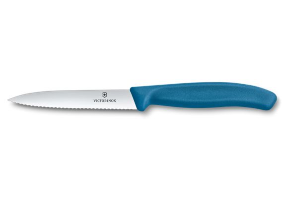 Swiss Classic, Gemüsemesser, 10cm, wellen, mittelspitz, blau