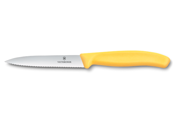 Swiss Classic, Gemüsemesser, 10cm, wellen, mittelspitz, gelb