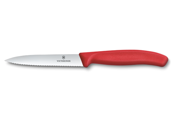 Swiss Classic, Gemüsemesser, 10cm, wellen, mittelspitz, rot