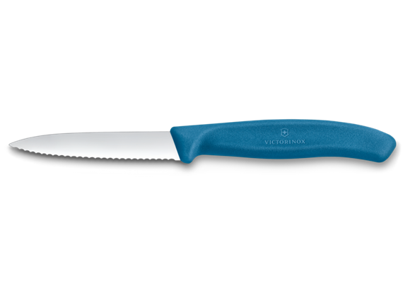Swiss Classic, Gemüsemesser, 8cm, wellen, mittelspitz, blau
