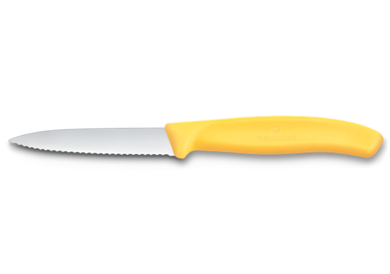 Swiss Classic, Gemüsemesser, 8cm, wellen, mittelspitz, gelb