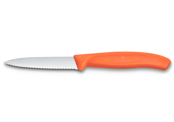 Swiss Classic, Gemüsemesser, 8cm, wellen, mittelspitz, orange
