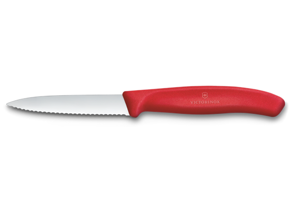 Swiss Classic, Gemüsemesser, 8cm, wellen, mittelspitz, rot